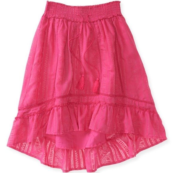 AEROPOSTLE Trending Pink Geometric Burnout Hi-Lo / High-Low Skirt - Picture 1 of 12